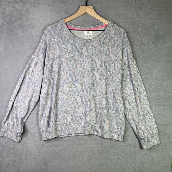 Sundry Tops - SUNDRY Python Snake Print Sweatshirt Womens 3 US L Pink Blue Gray Made in USA